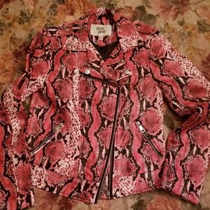 Faux leather snakeskin moto jacket NWOT